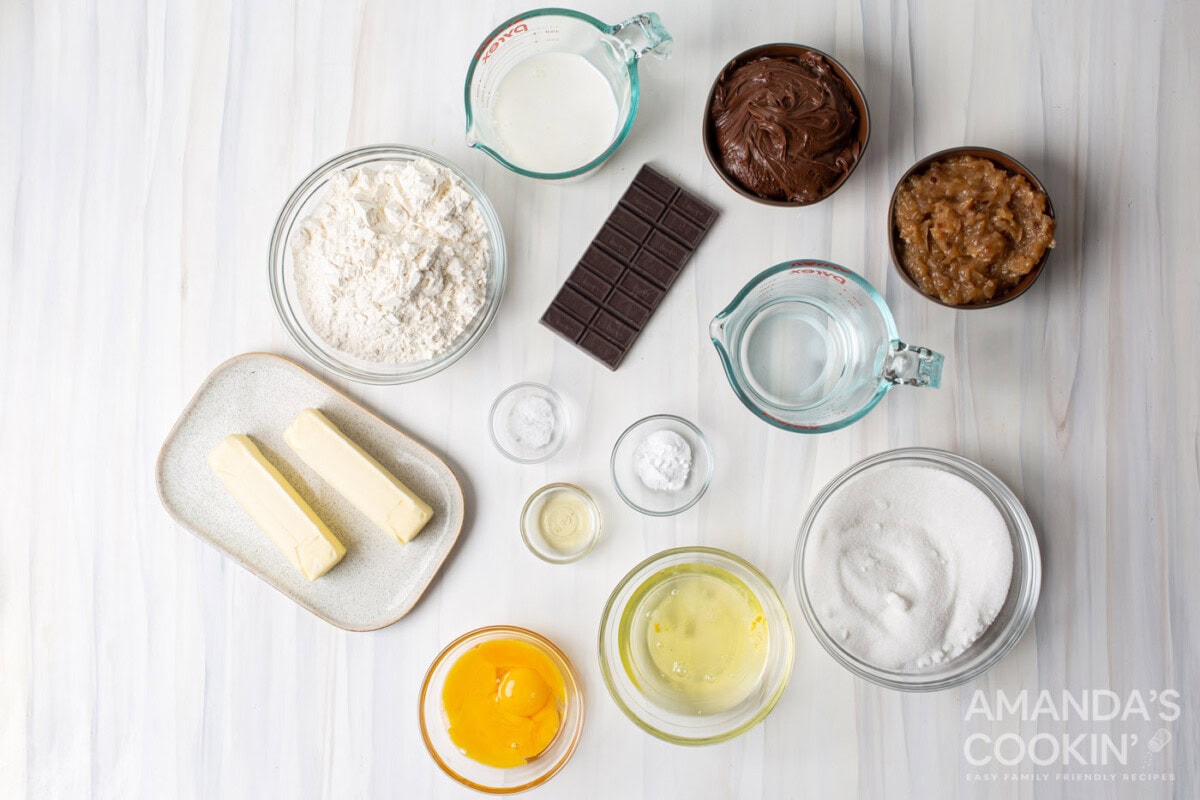 ingredients for German Chocolate Cake