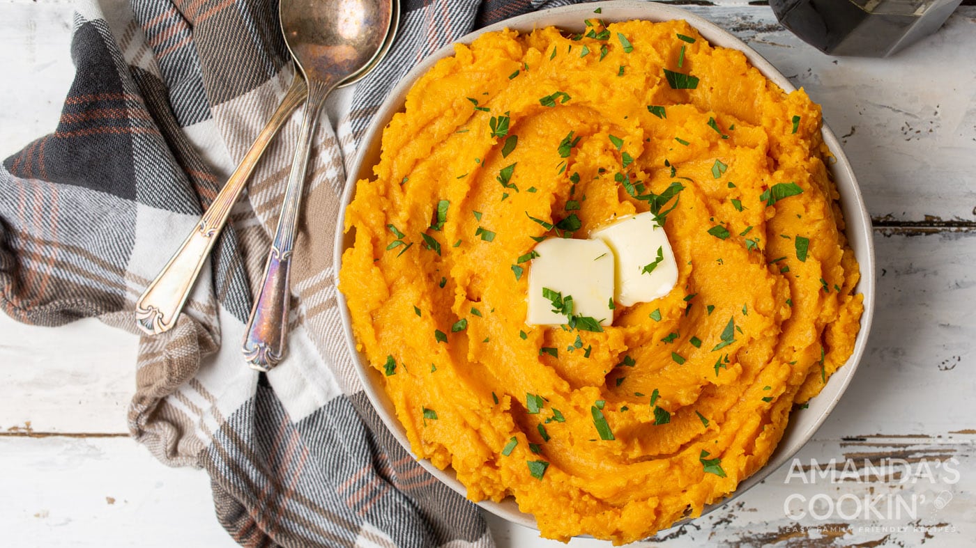 These mashed sweet potatoes are slightly savory and a little bit sweet making them the perfect base 