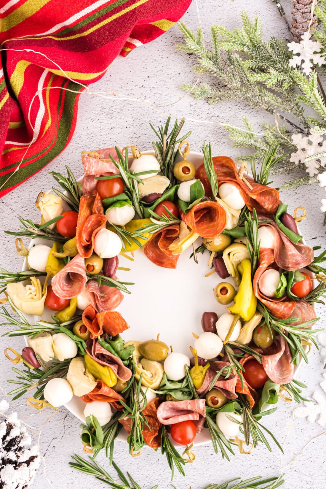 Antipasto Wreath on a plate