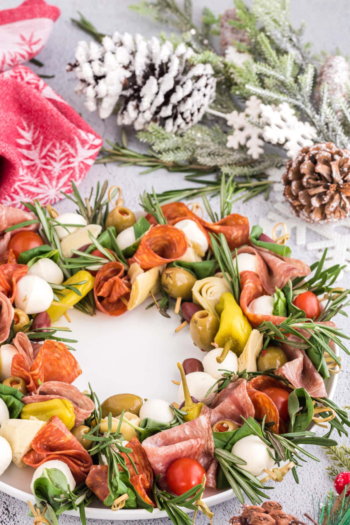 Antipasto Wreath on table
