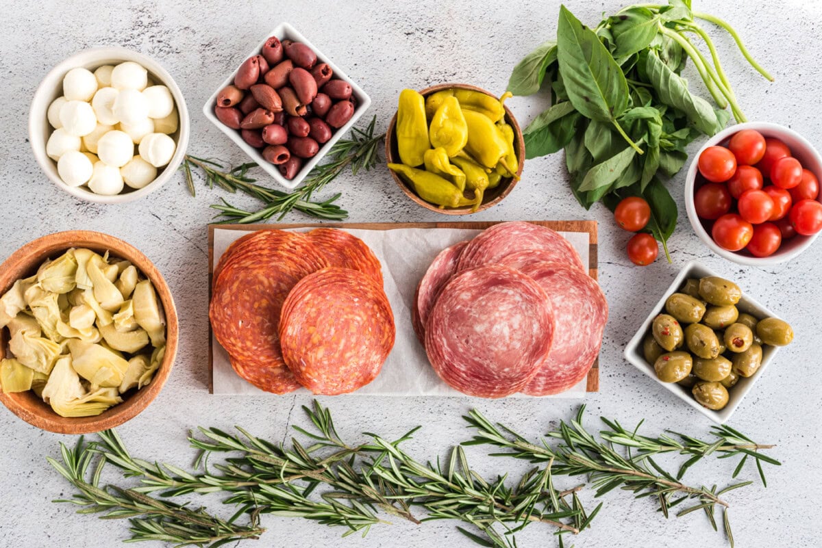 ingredients for Antipasto Wreath