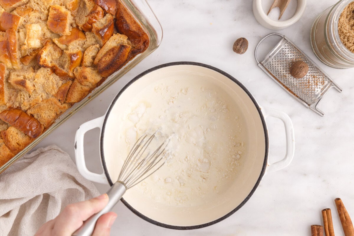 heavy cream, sugar, and flour in a saucepan whisked