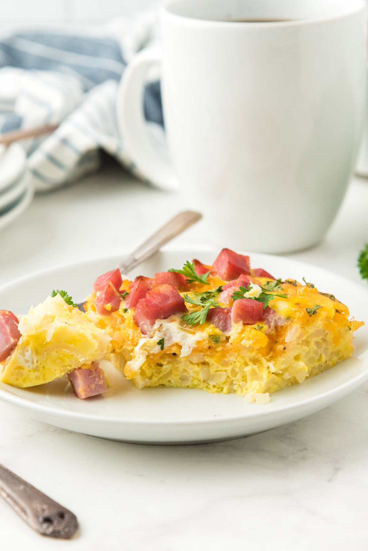 Breakfast casserole on a plate