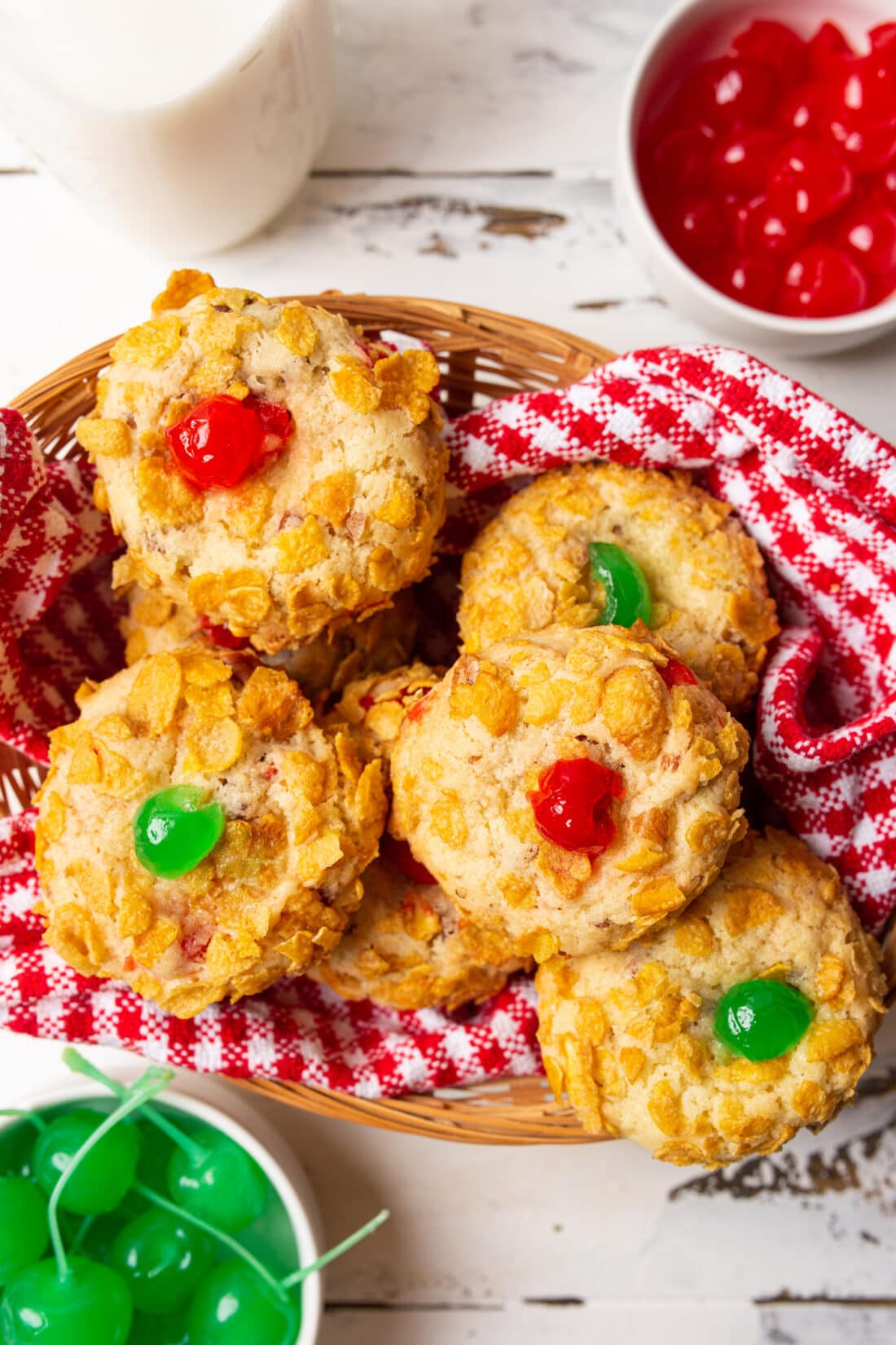 Cherry Wink Cookies in a basket