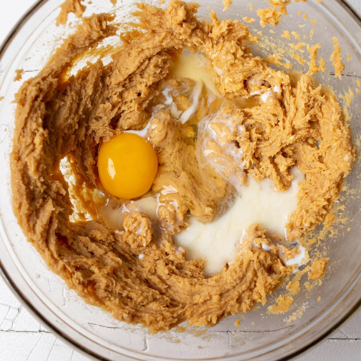 egg, milk, and vanilla added to cookie dough