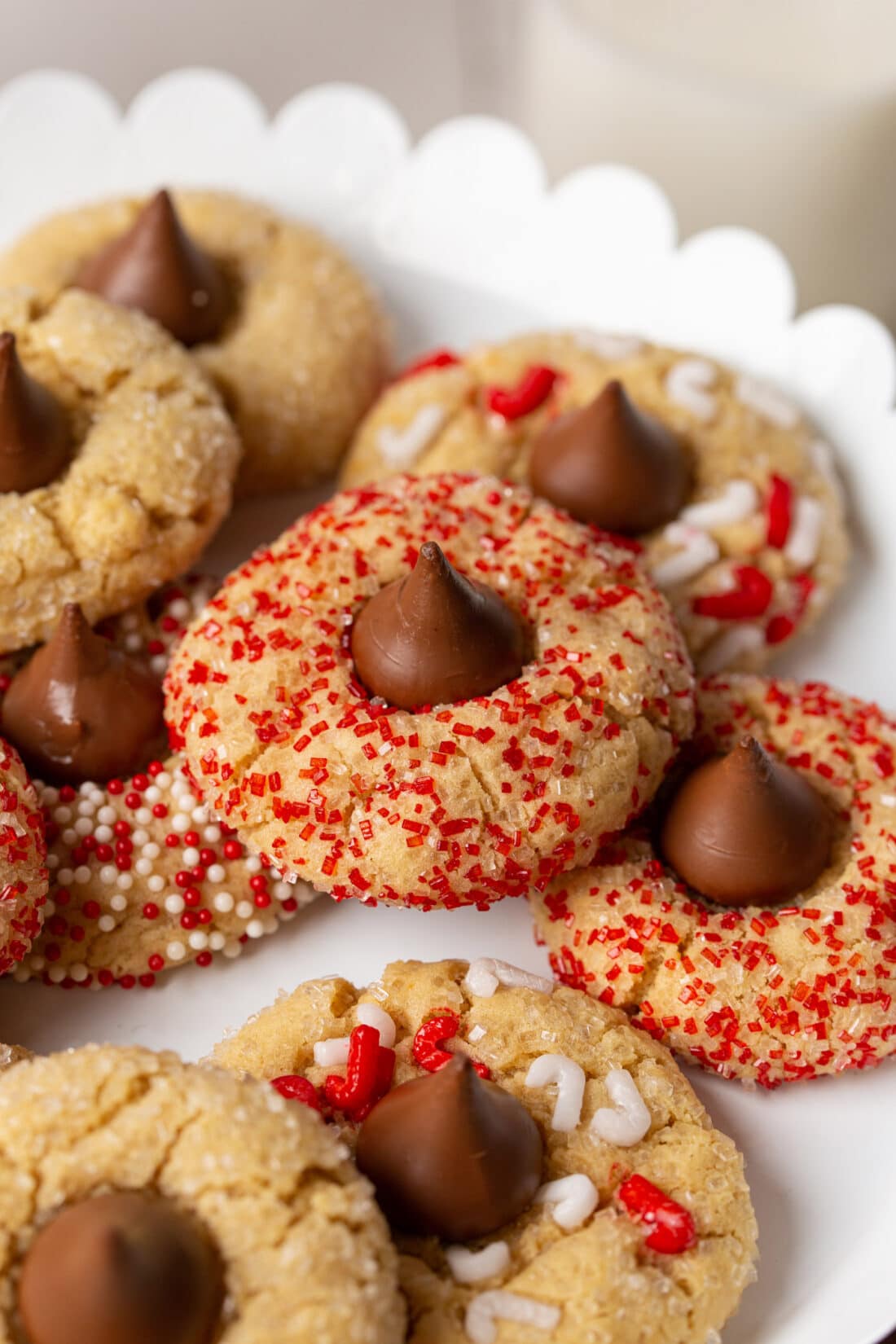 Christmas Kiss Cookies on a plate