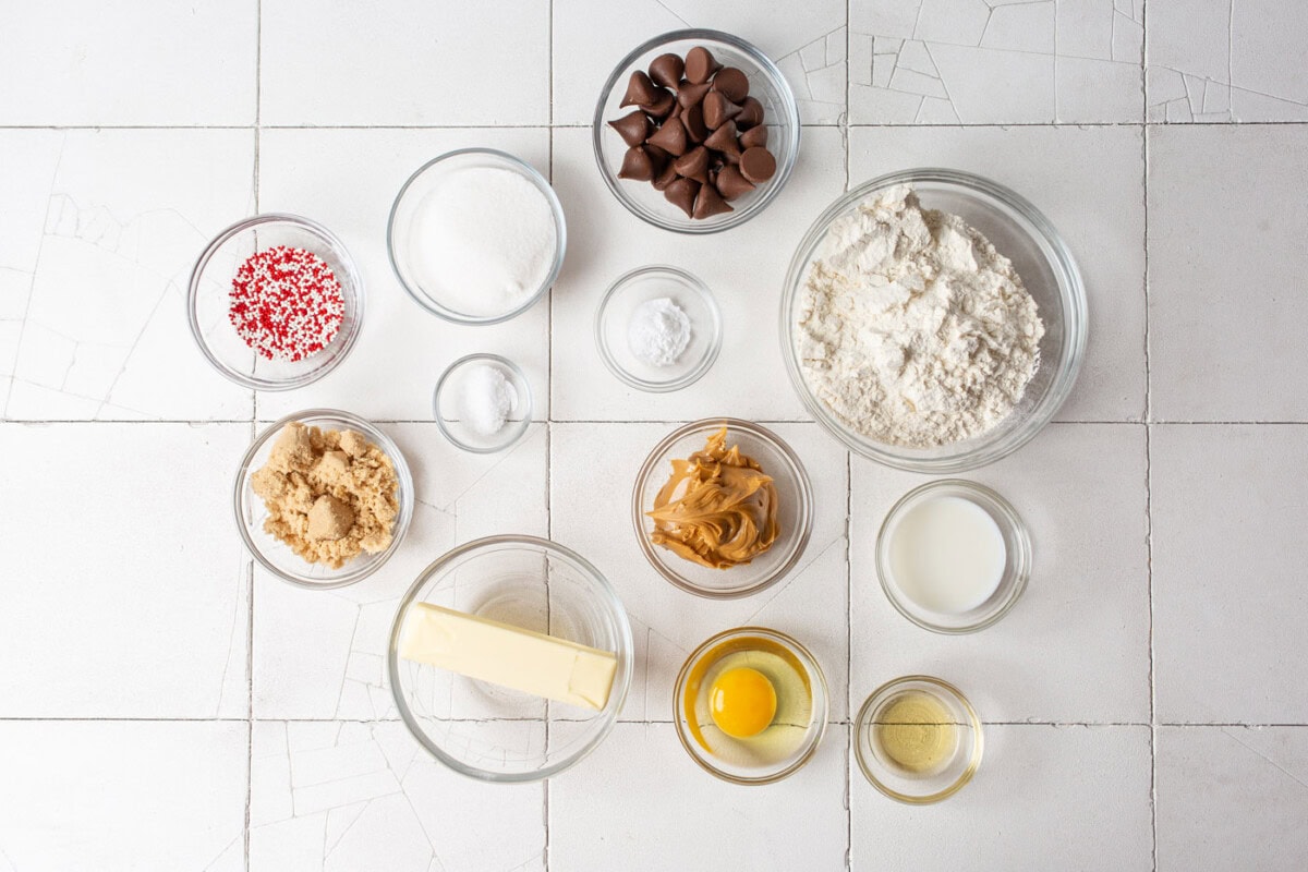 ingredients for Christmas Kiss Cookies