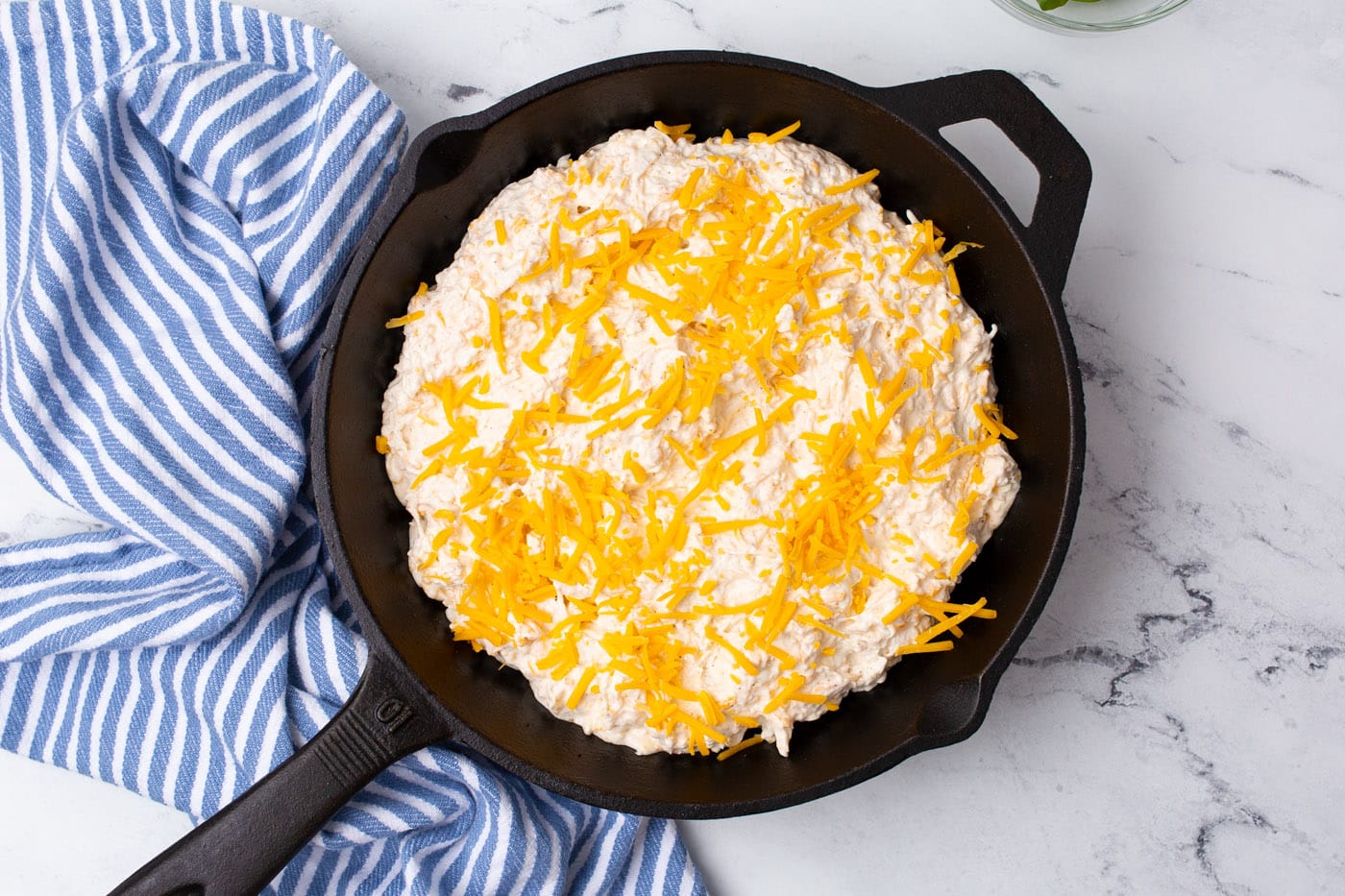 Crab dip in a cast iron skillet