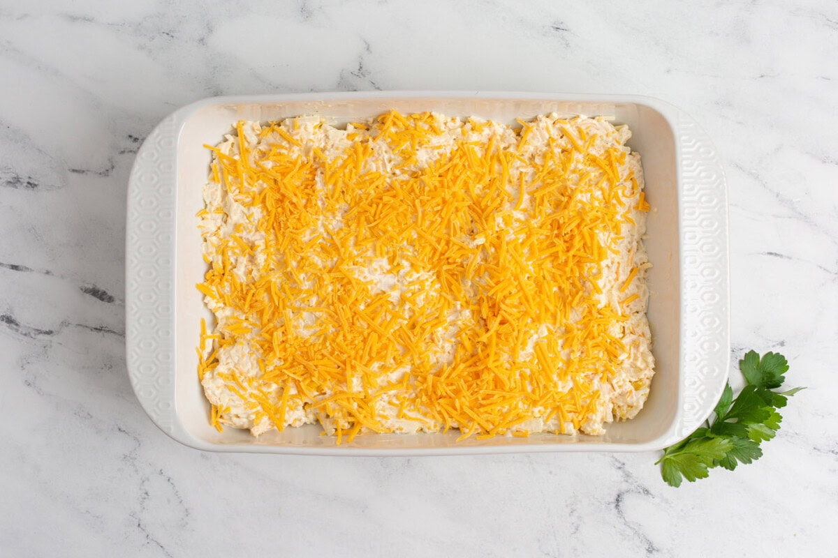 hashbrown casserole in a baking dish