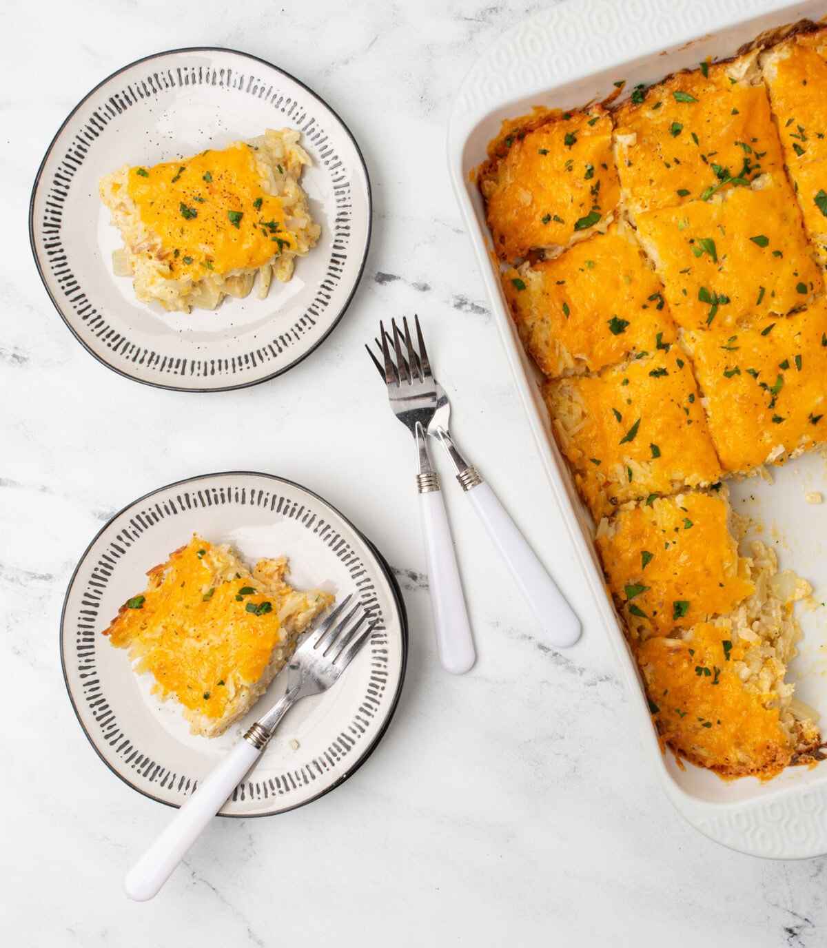 plates of Hashbrown Casserole