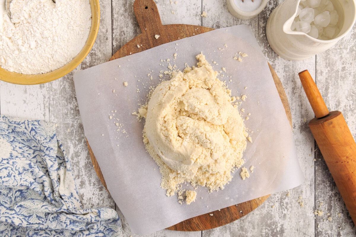 pie dough on parchment paper