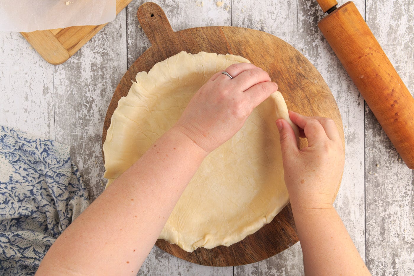 folding pie dough for a thick crust