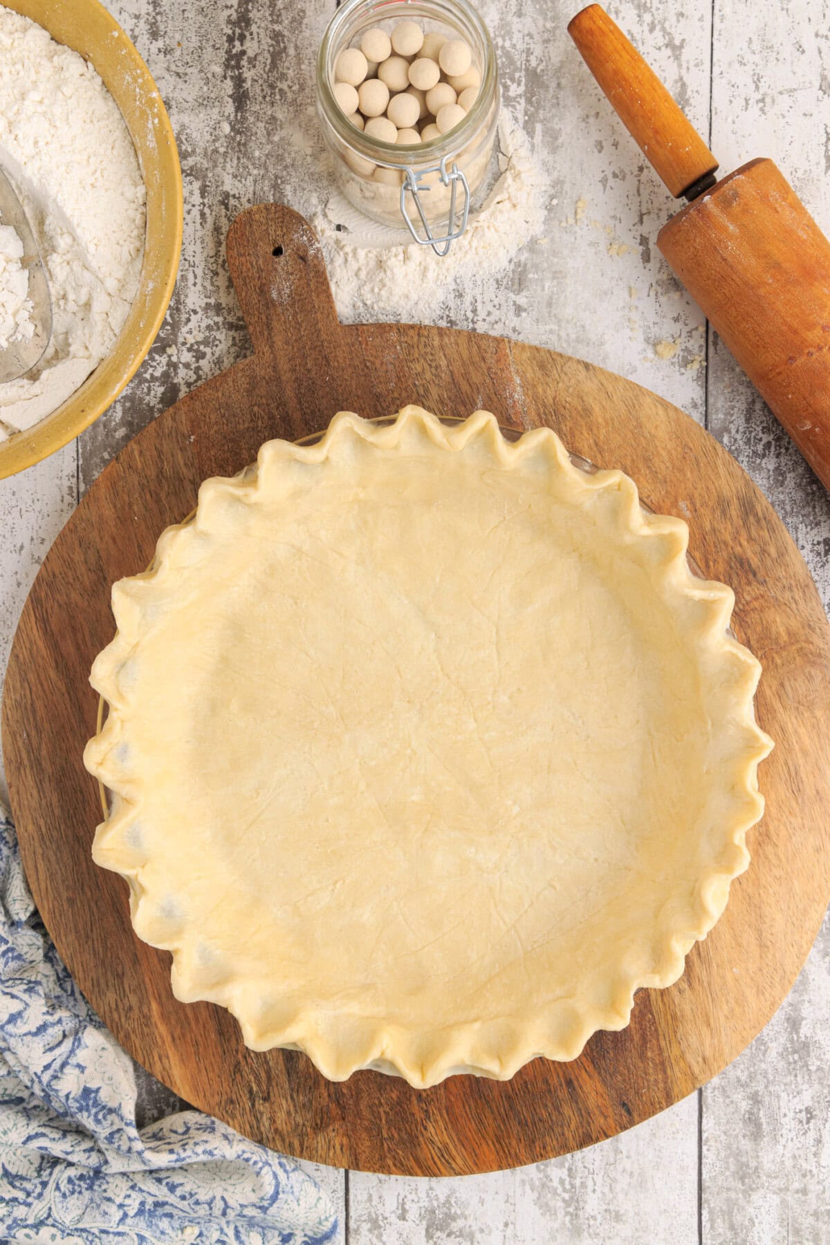 pie crust on cutting board