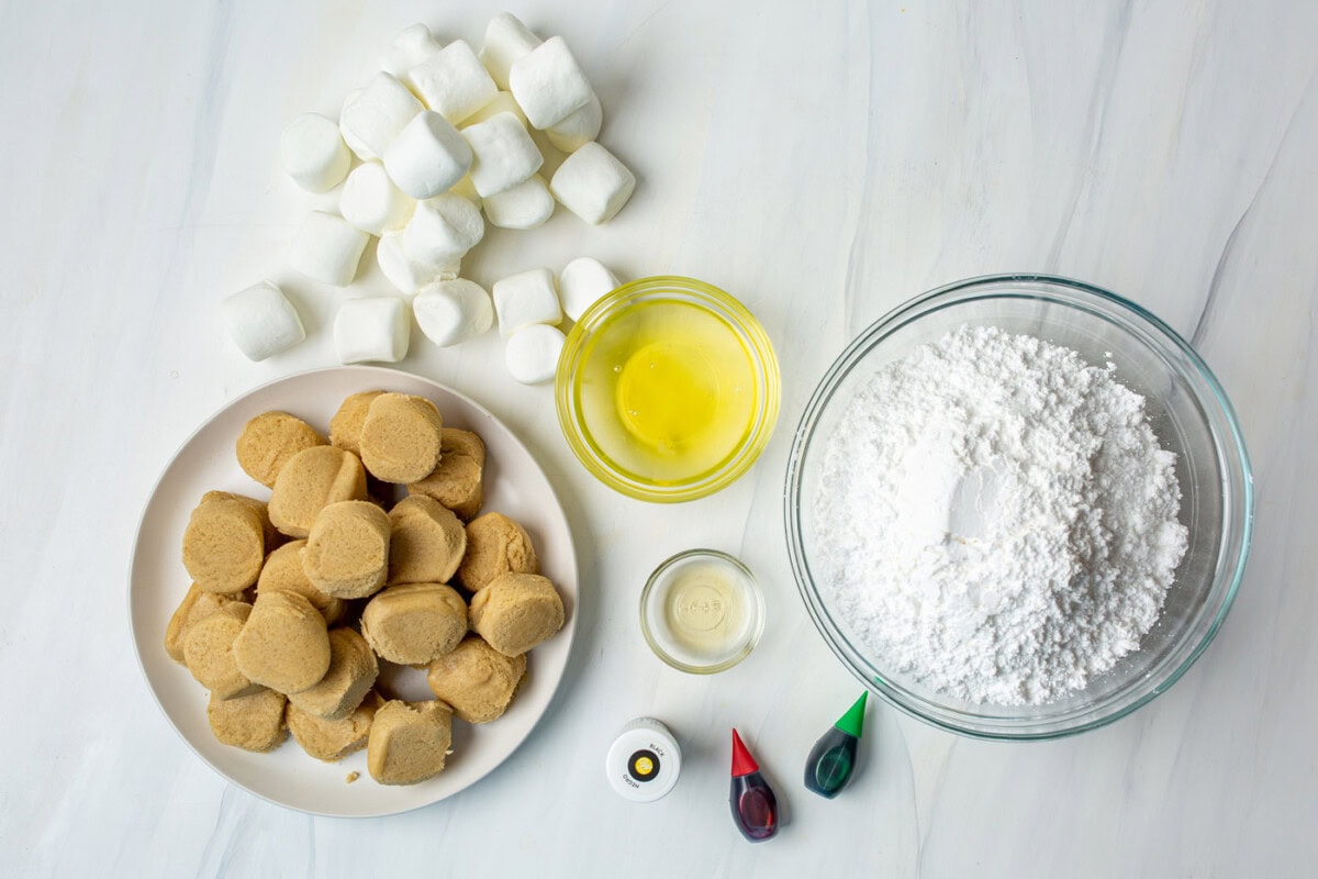ingredients for Melted Snowman Cookies