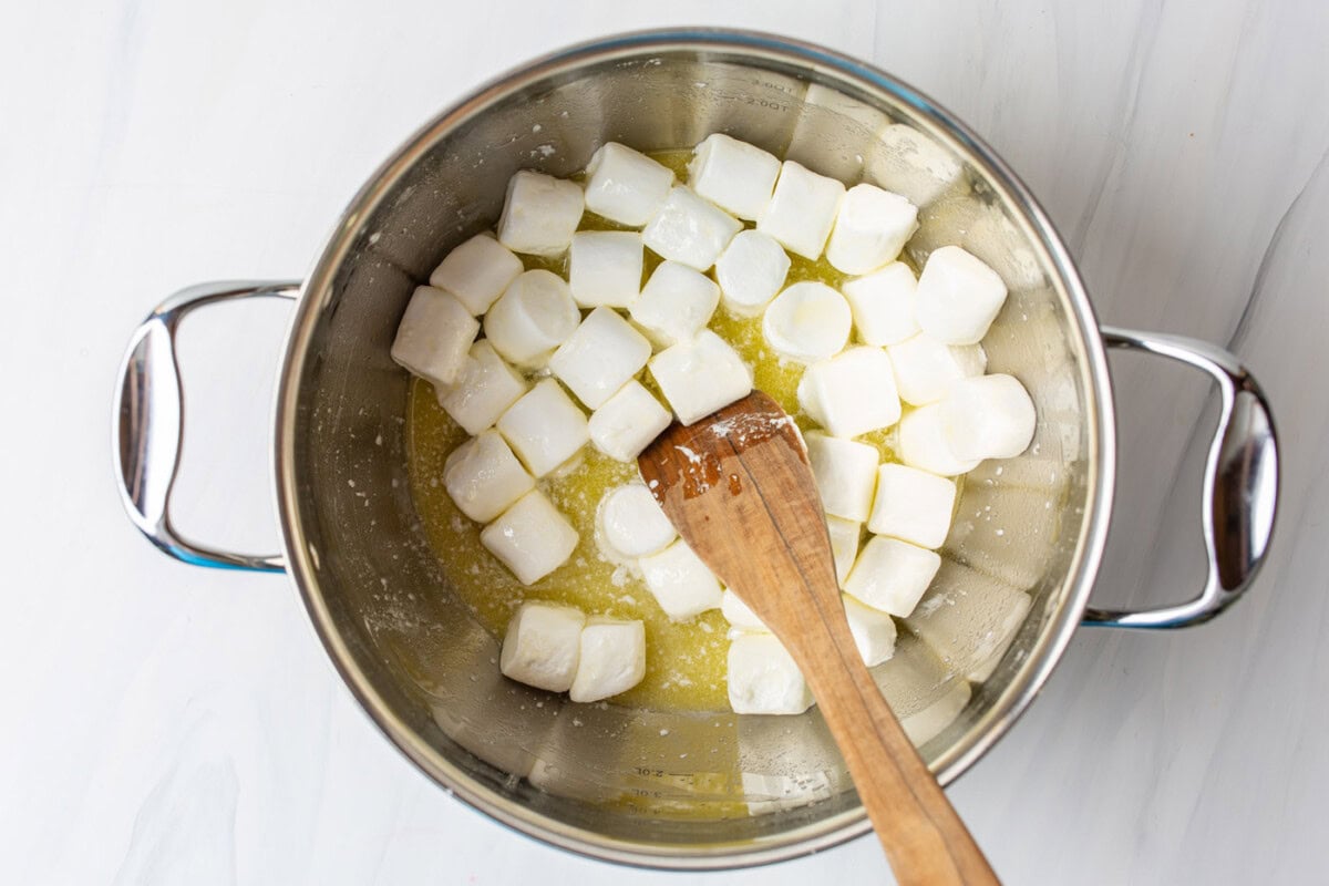 marshmallows and butter in a saucepan