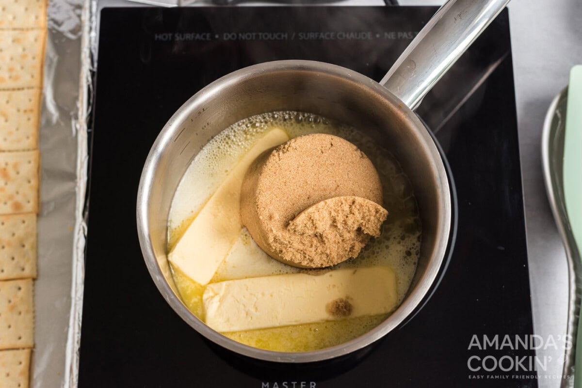 brown sugar and butter in a saucepan