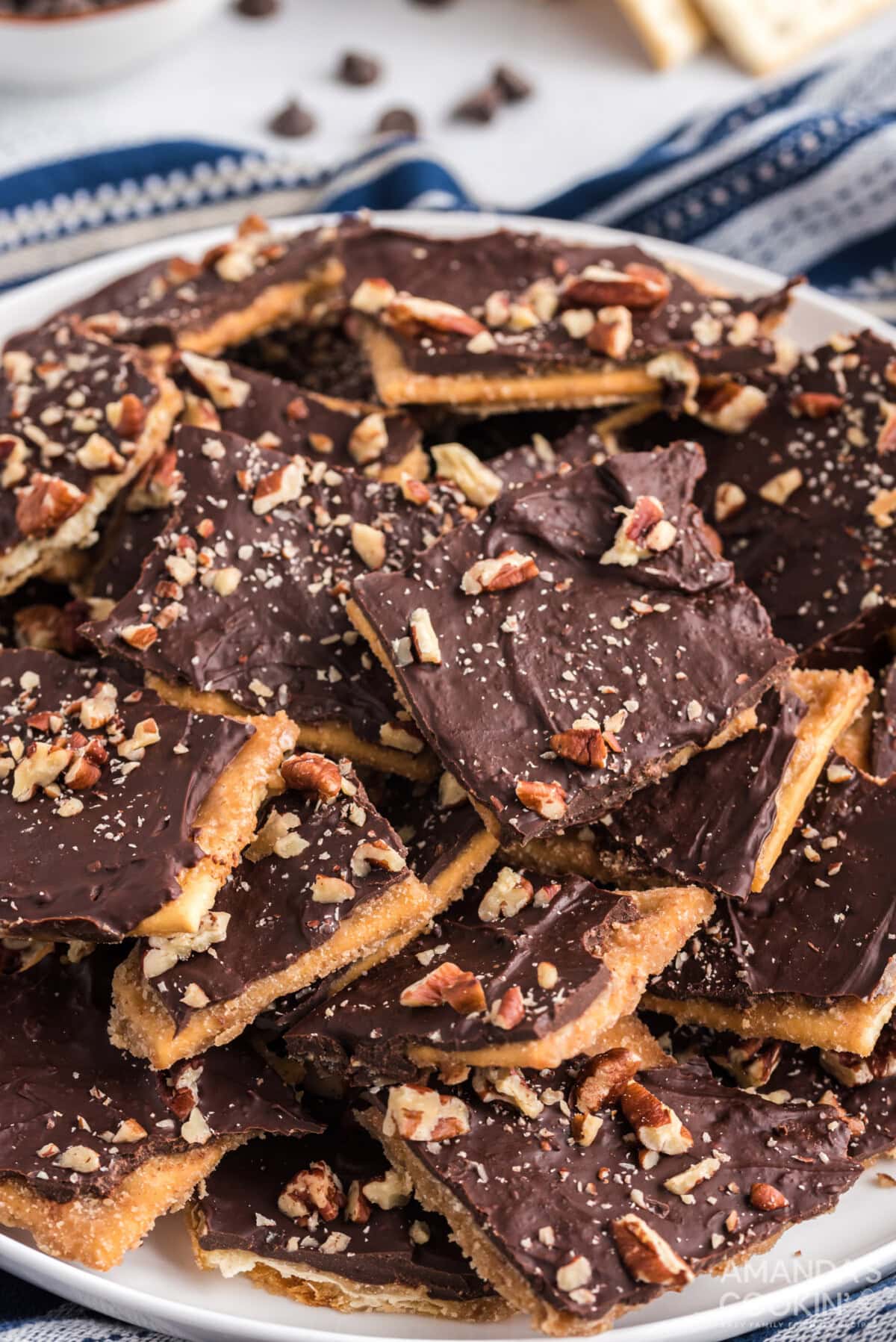 Saltine Toffee on plate