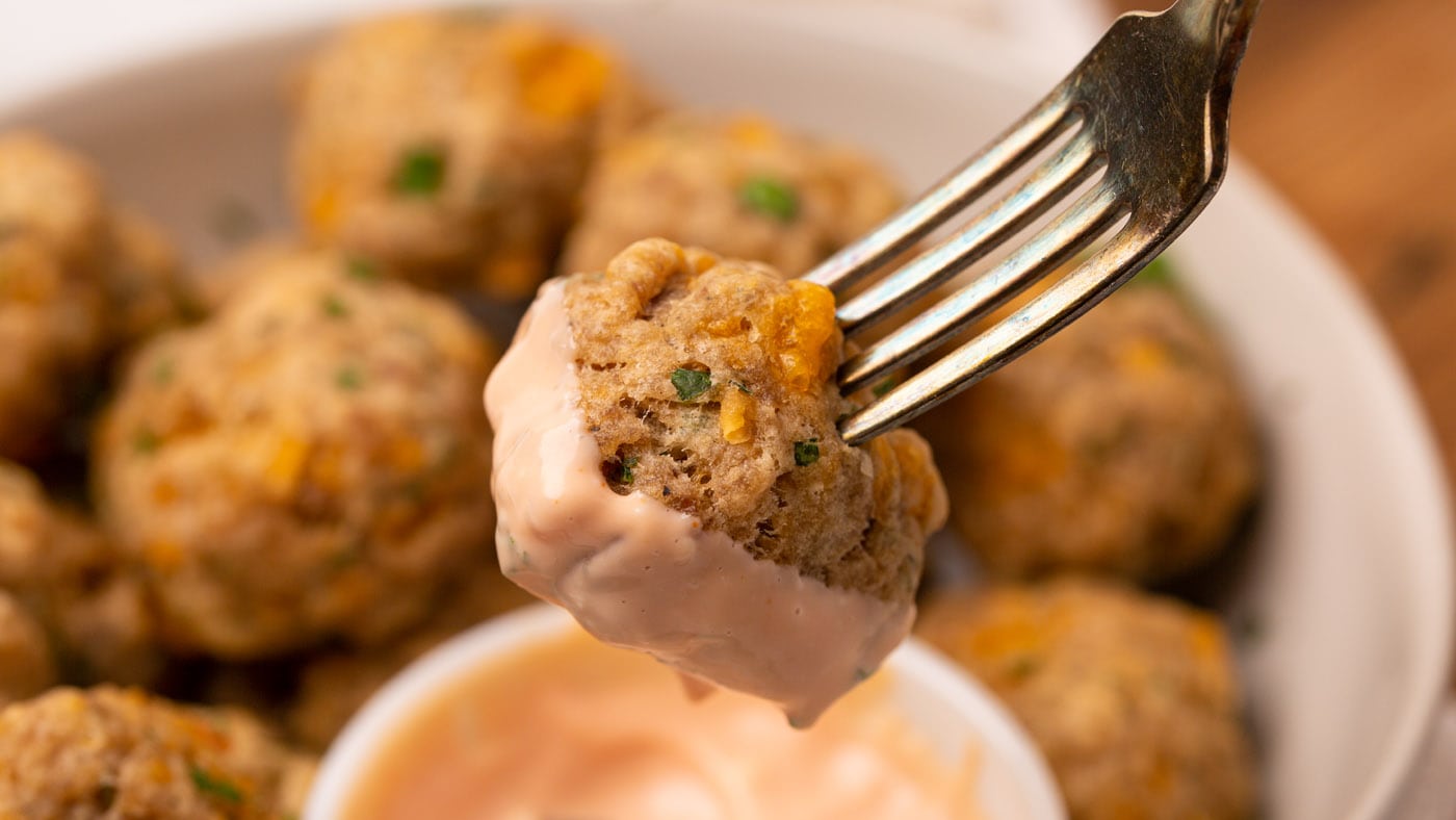Cheesy Bisquick sausage balls are a staple around the holidays. They're a great individual appetizer