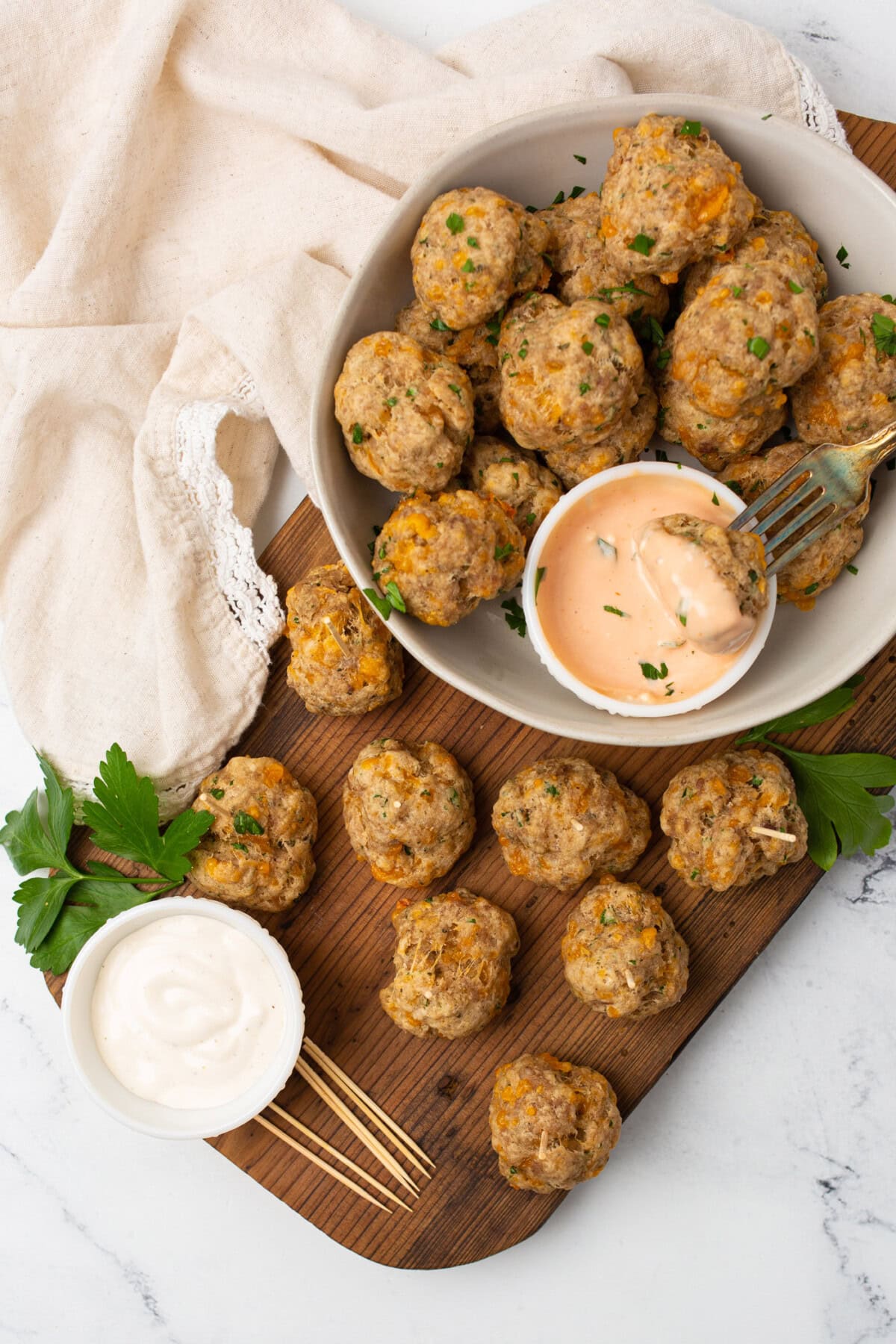 Sausage Balls on a tray