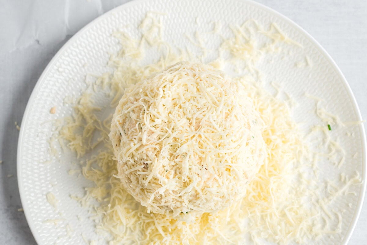 mozzarella cheese on gouda cheeseball