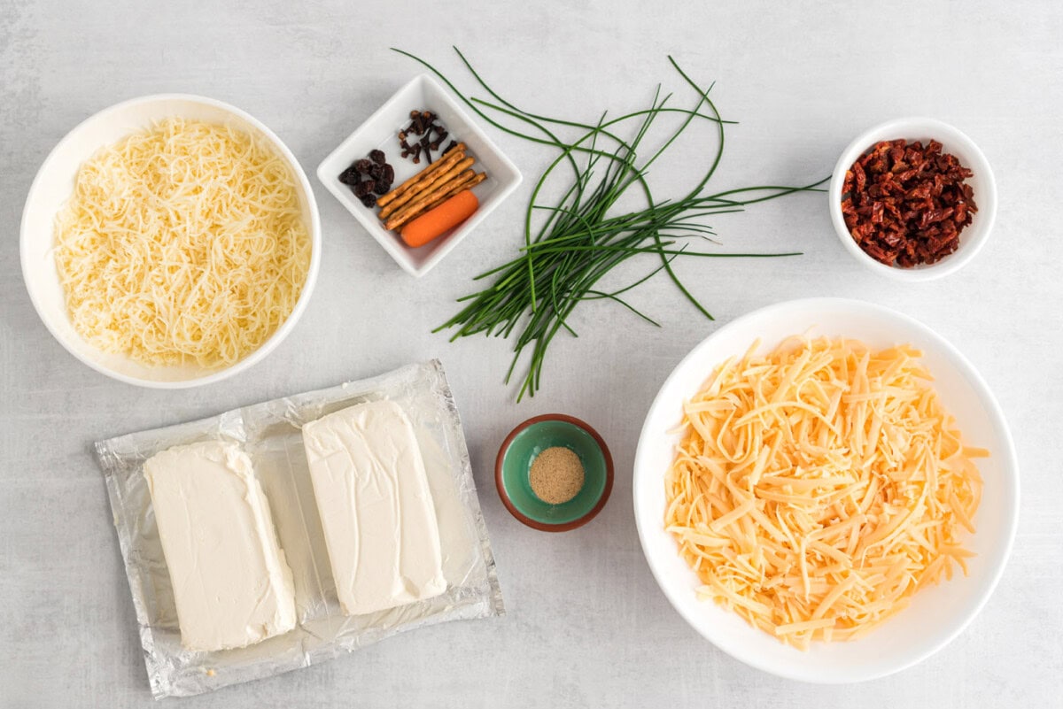 ingredients for Snowman Cheeseball