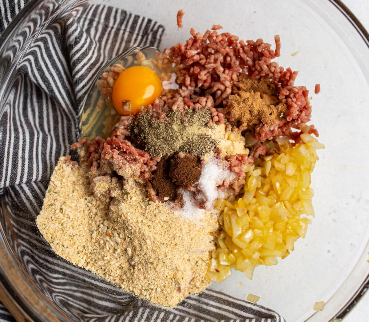 swedish meatball ingredients in a bowl
