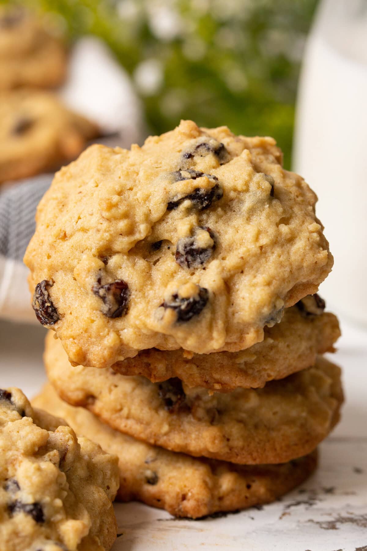 stack of oatmeal raisin cookies