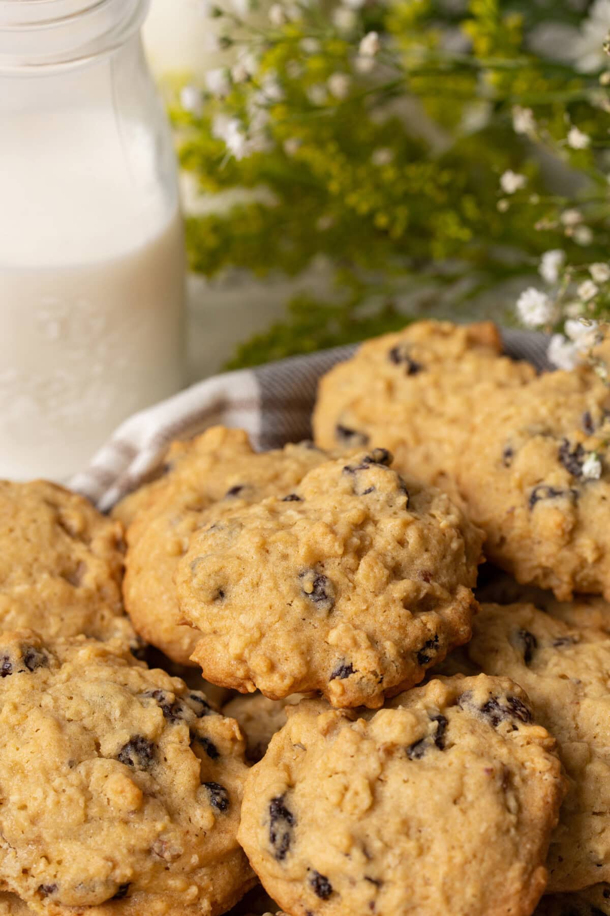 plate of oatmeal raisin cookies