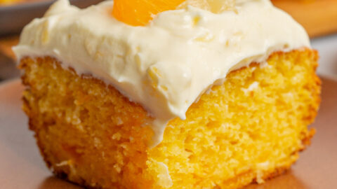 Mandarin Orange Cake Recipe with Pineapple Whipped Frosting