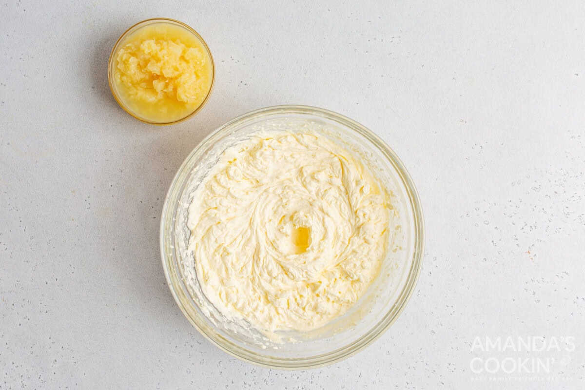 pineapple frosting in a bowl