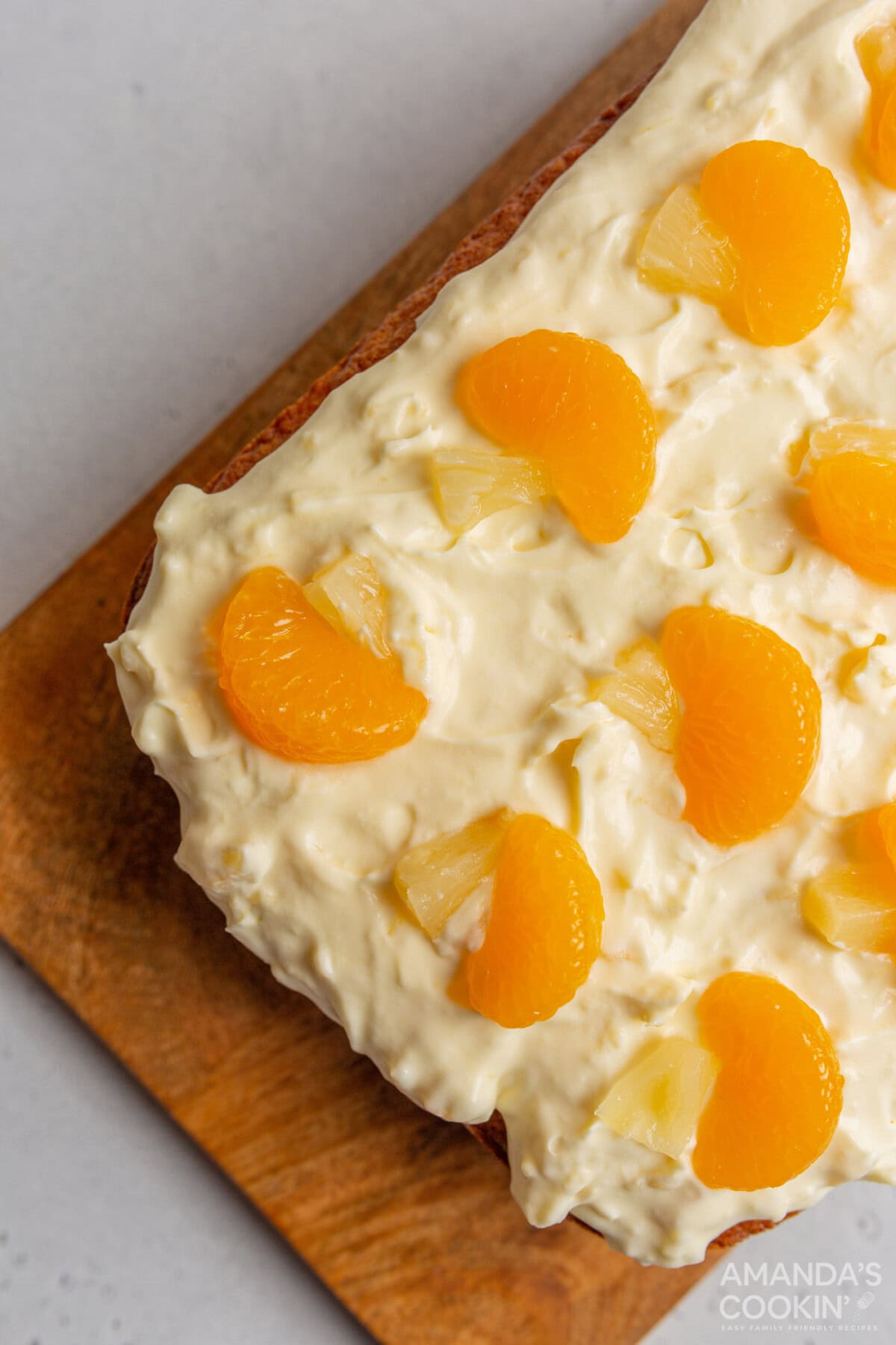 over head view of Orange Pineapple Cake