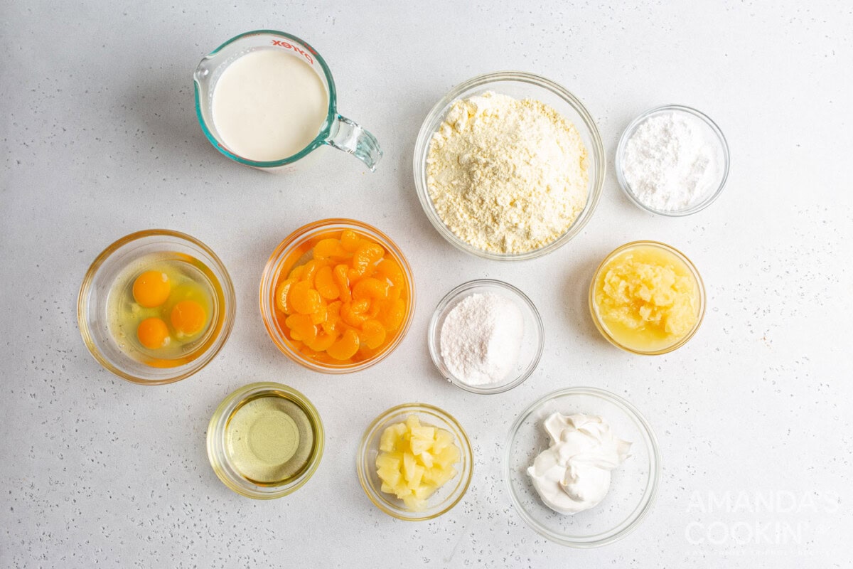 ingredients for Orange Pineapple Cake