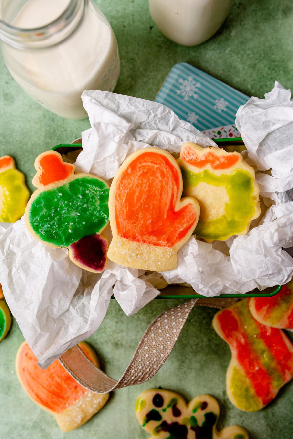 paintbrush cookies on a tray