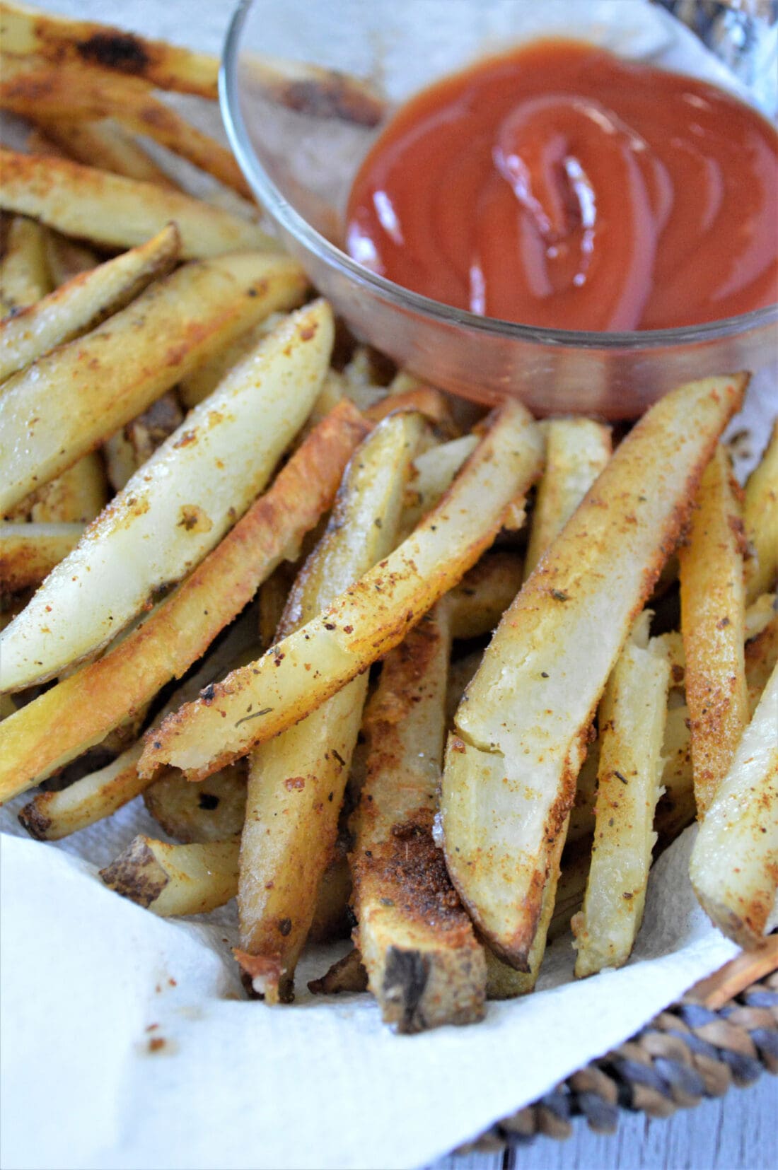 Baked French Fries with ketchup