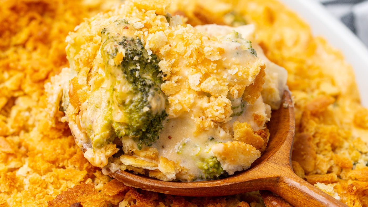 Broccoli casserole is always a hit at the holiday table but also makes a tasty side for just about a