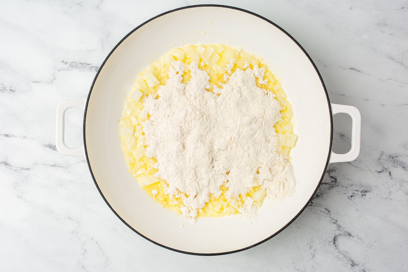 flour over butter in a saucepan