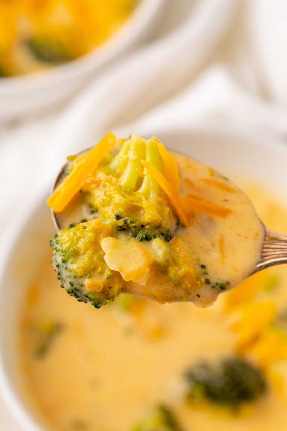 spoon of Broccoli Cheese Soup