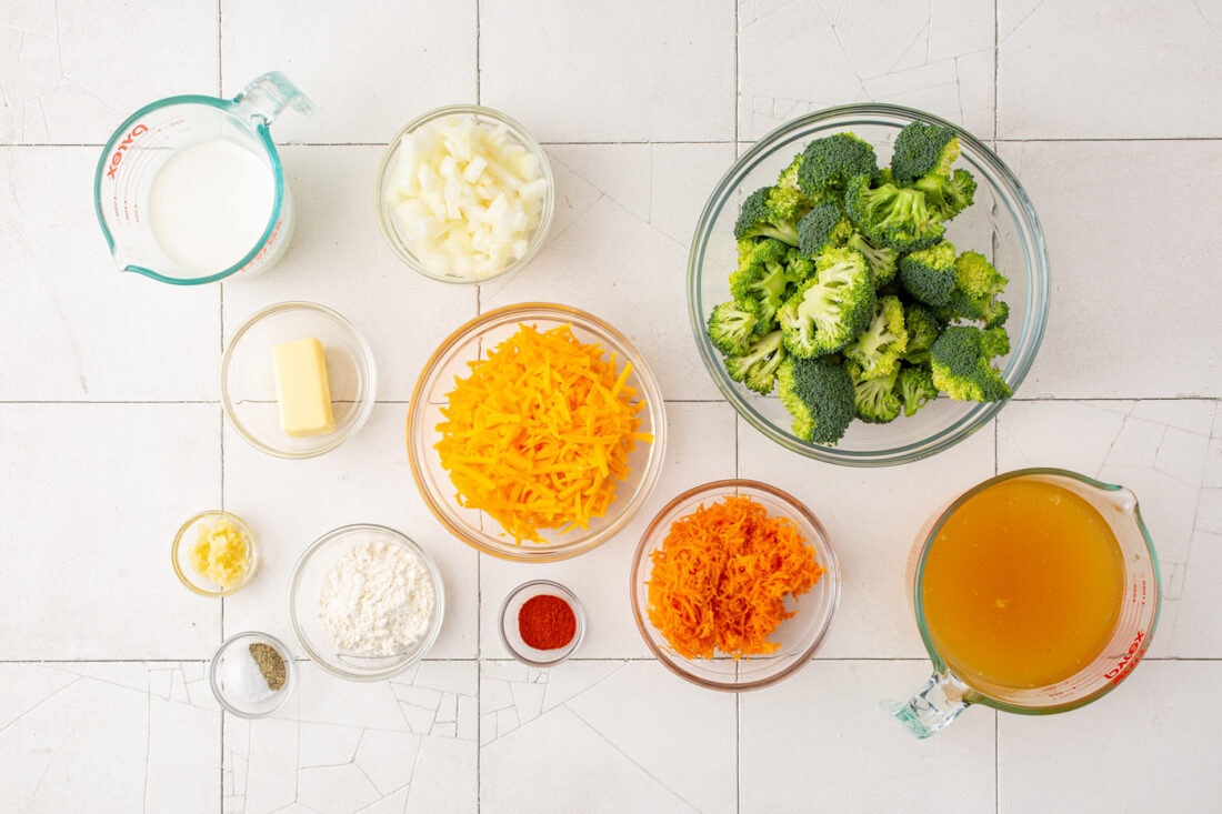 ingredients for Broccoli Cheese Soup