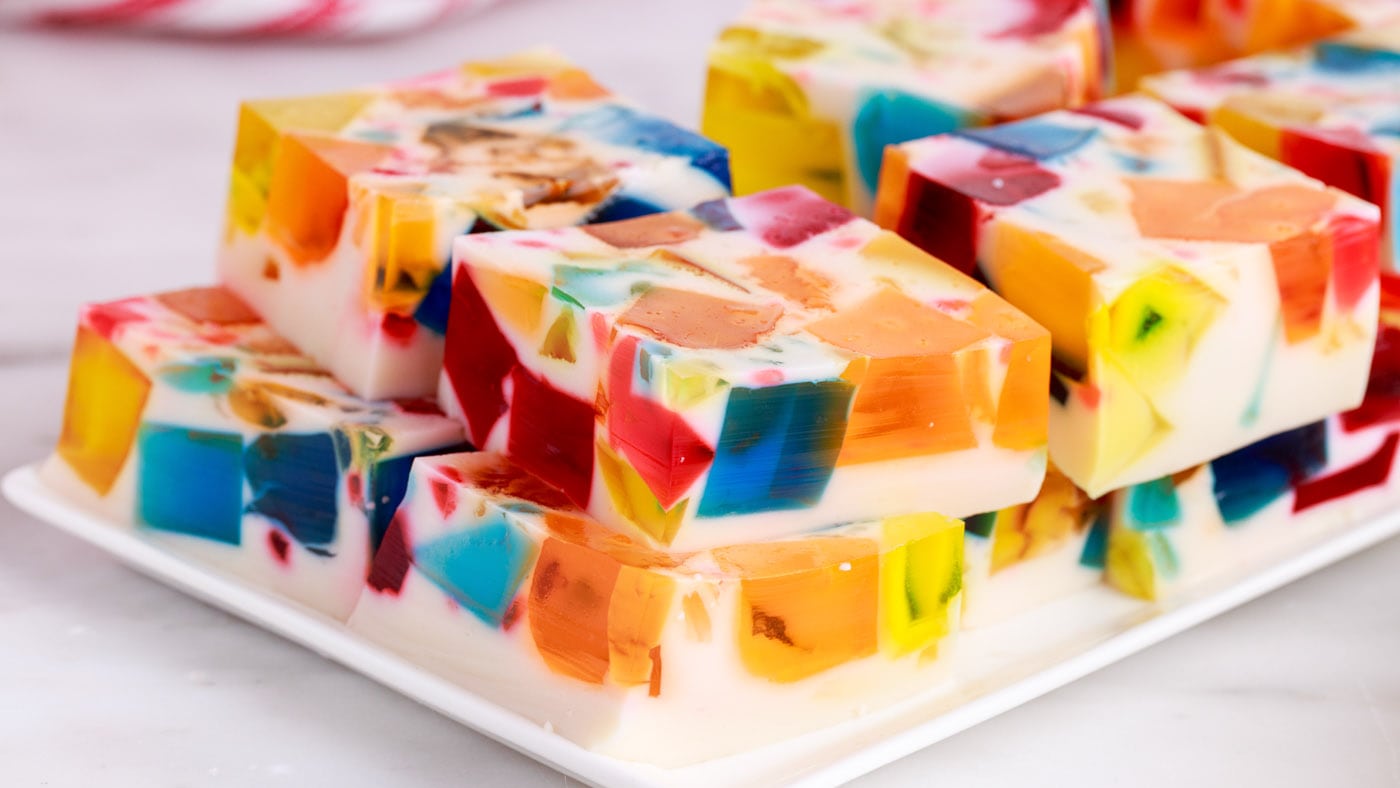Broken glass jello resembles beautiful shards of broken stained glass. This colorful dessert is fun 