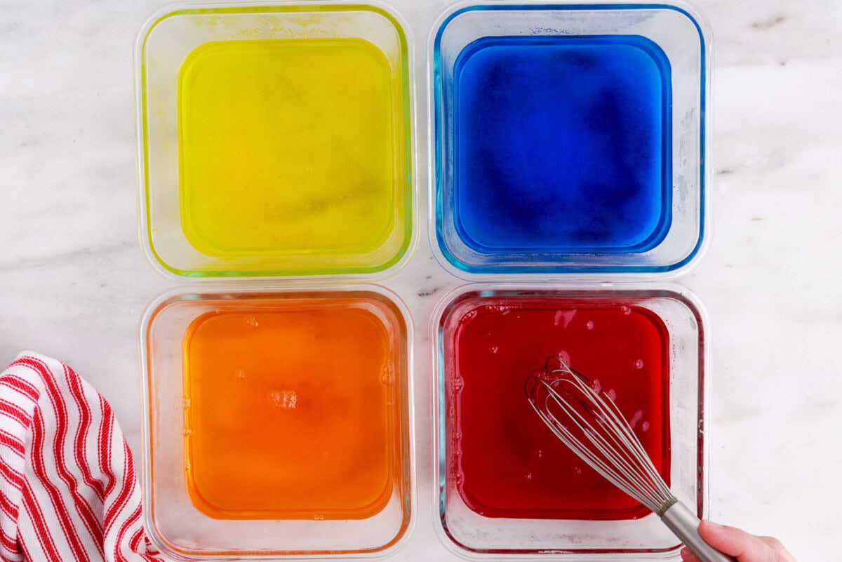 whisking jello mixture