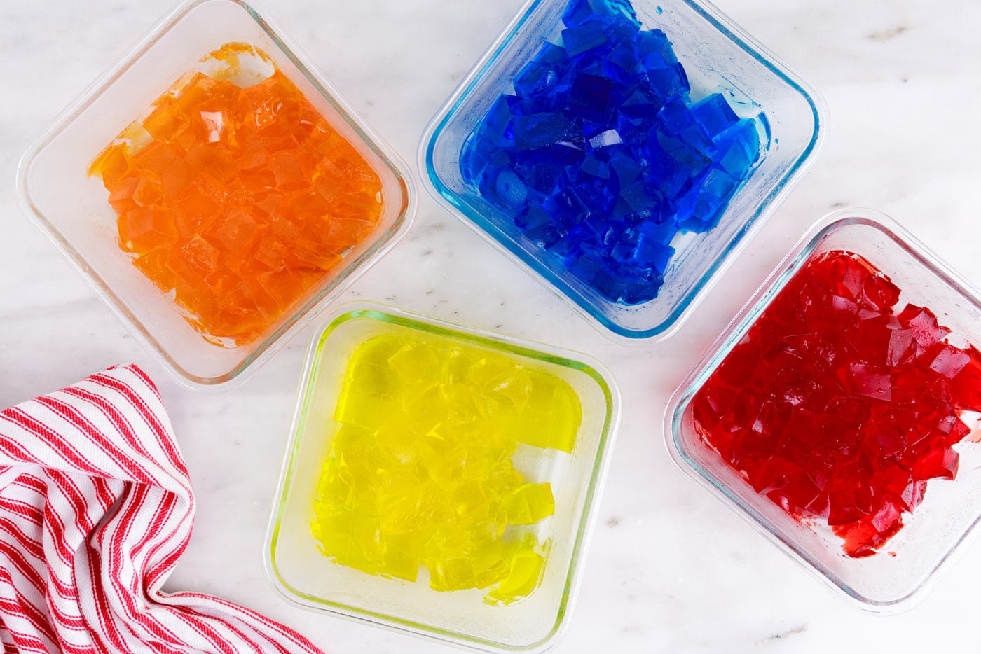cubed jello in containers