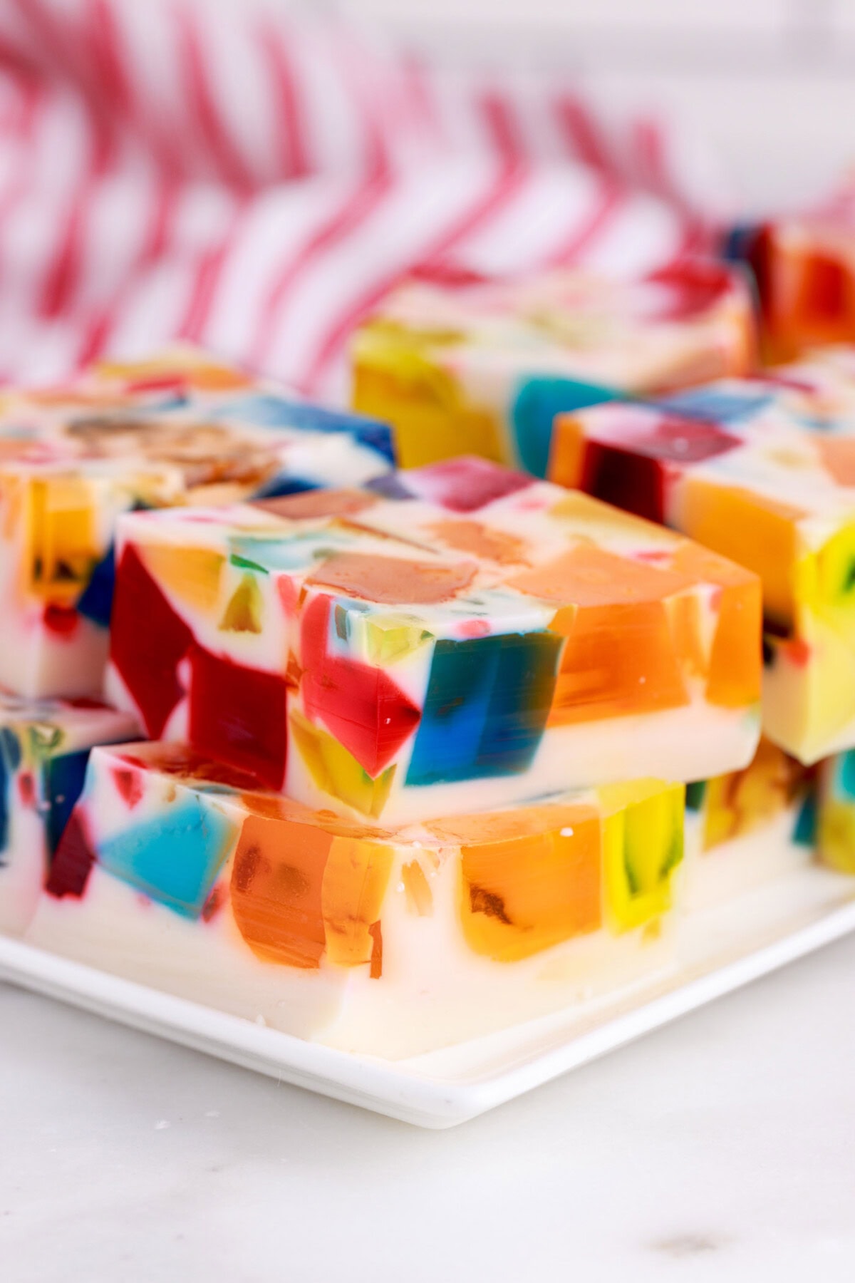 broken glass jello on a platter