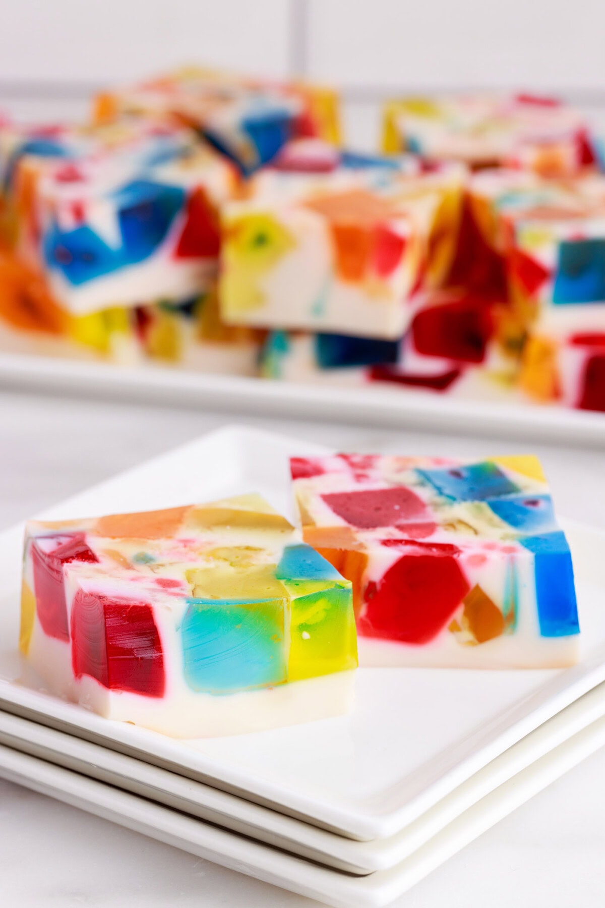 broken glass jello on a plate