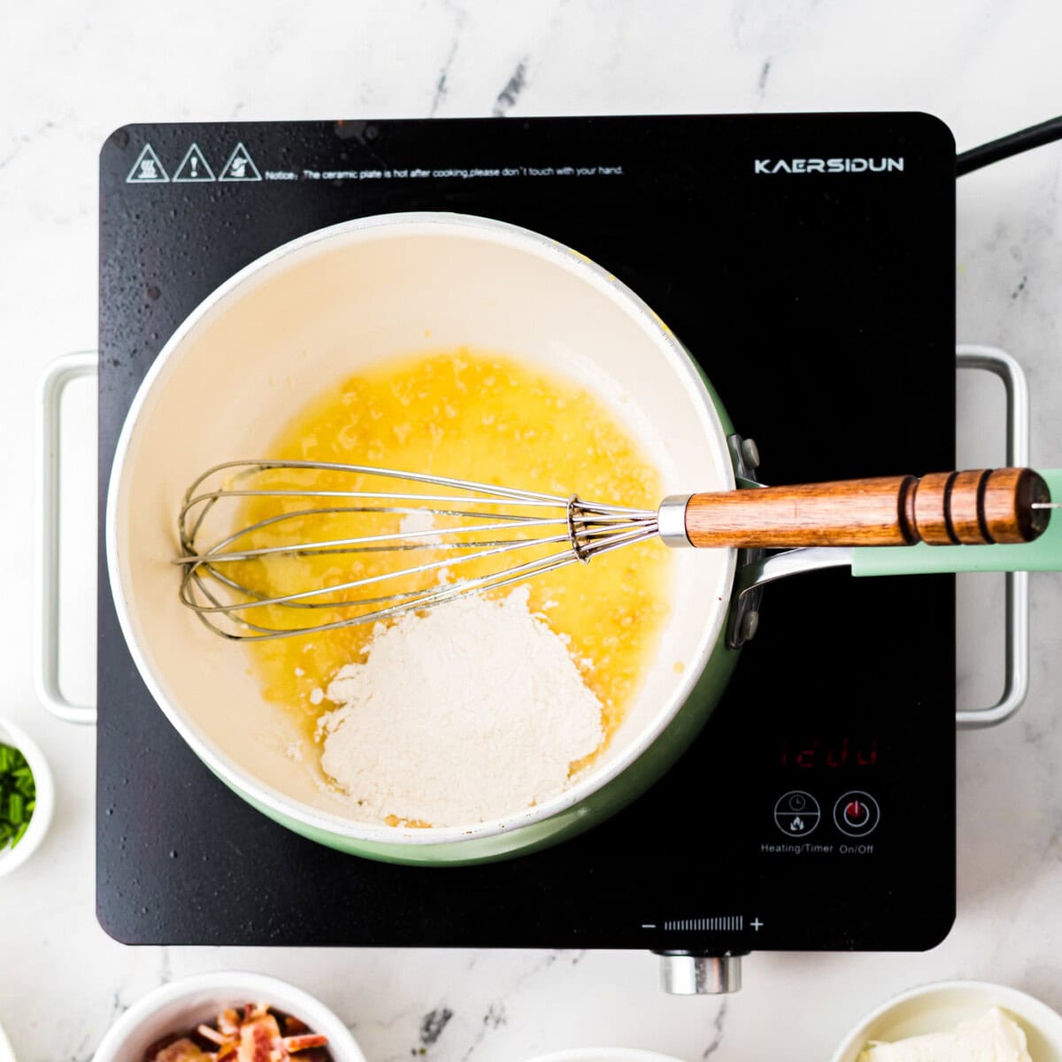 butter and flour whisked in a saucepan