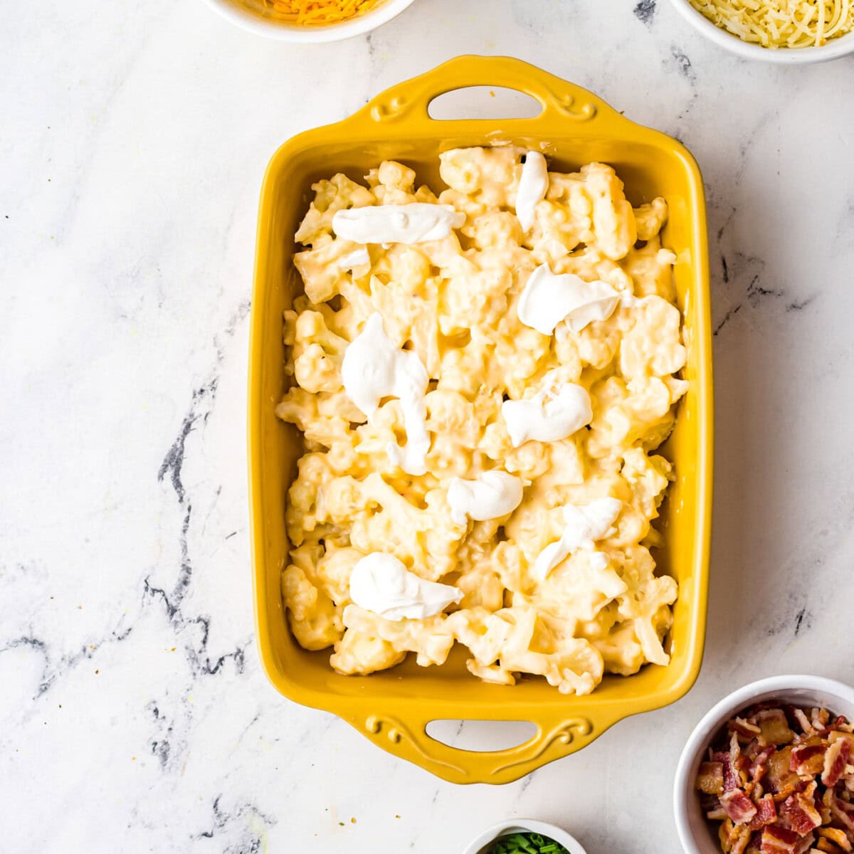 cauliflower in a casserole dish