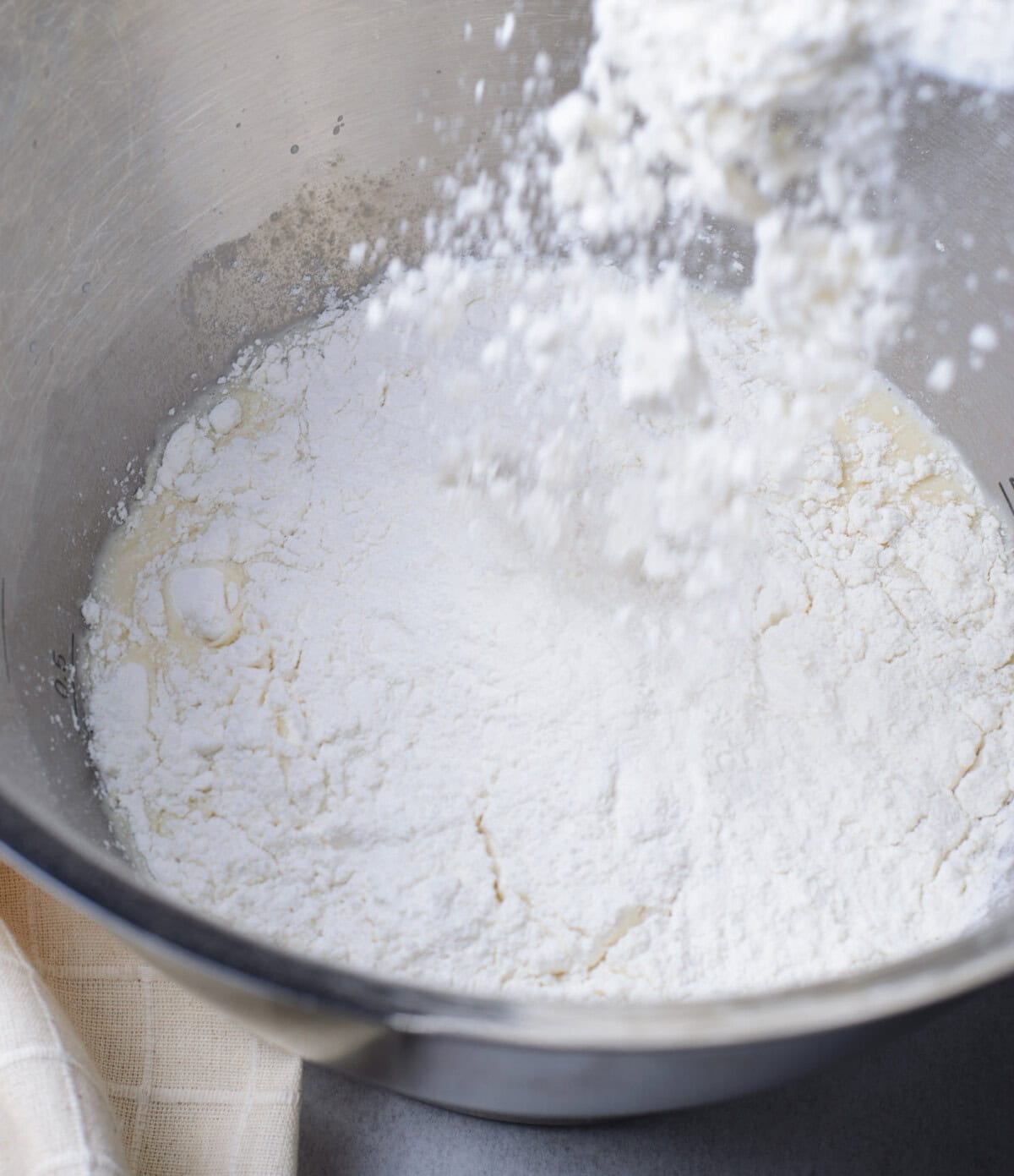 flour in a mixing bowl