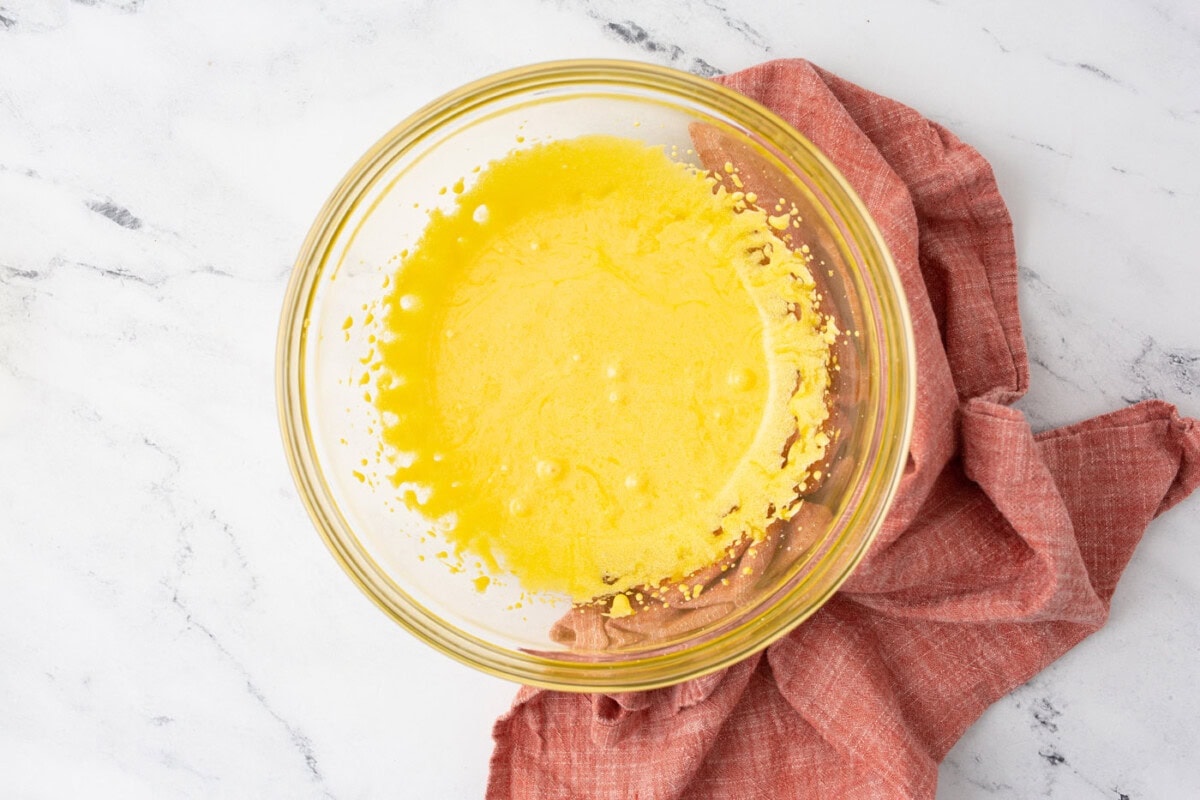 egg yolk and sugar in a mixing bowl whipped
