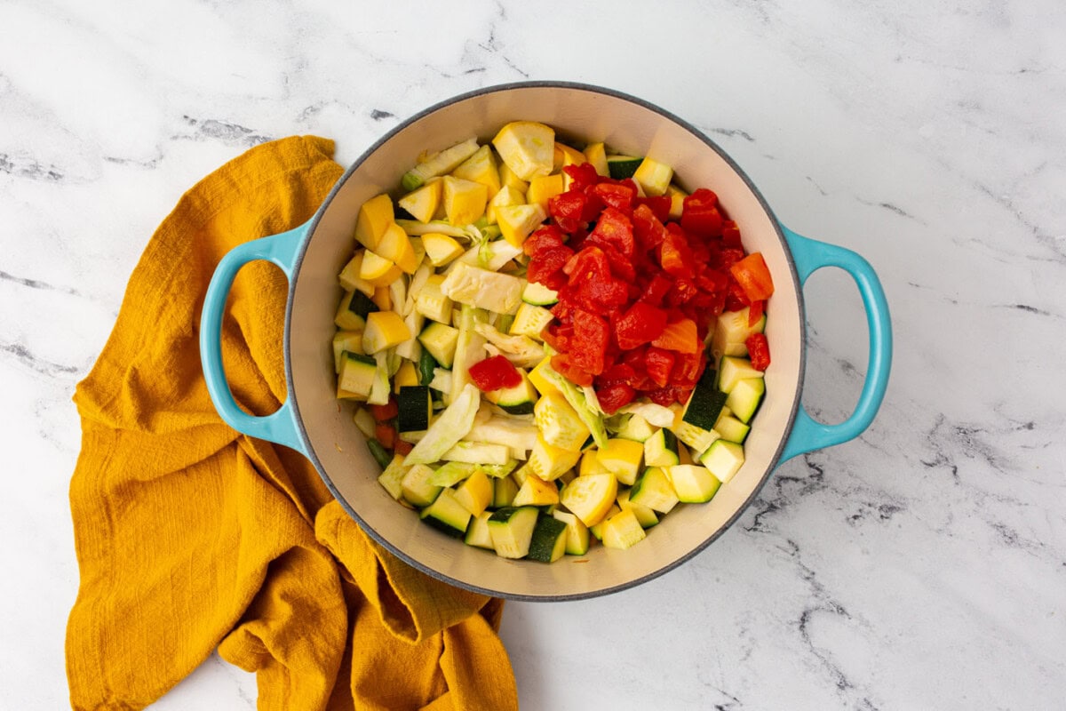 veggies in a stockpot