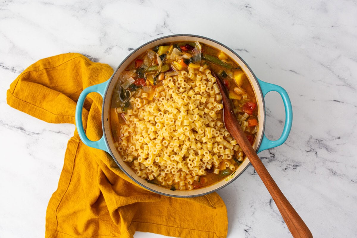 pasta and beans in minestrone soup