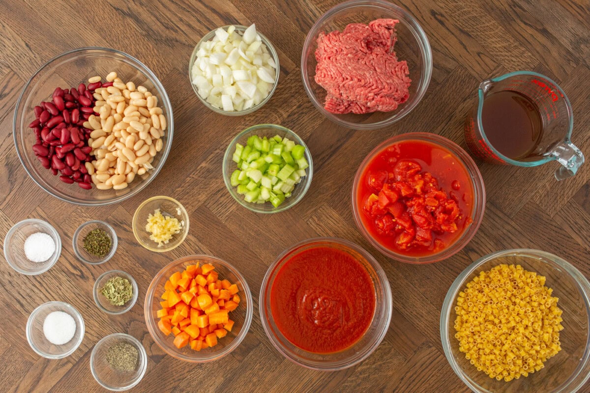 ingredients for Pasta Fagioli